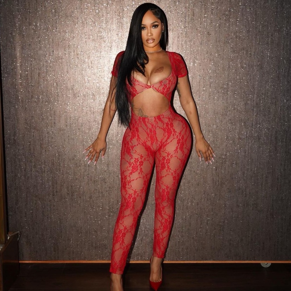 Thekingofstyles red lace jumpsuit